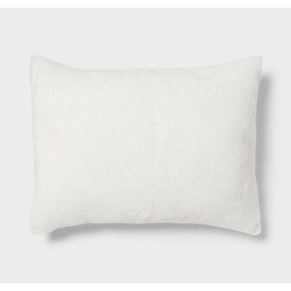 Queen Box Stitch Faux Fur Comforter and Sham Set Ivory - Threshold NEW - Picture 4 of 6